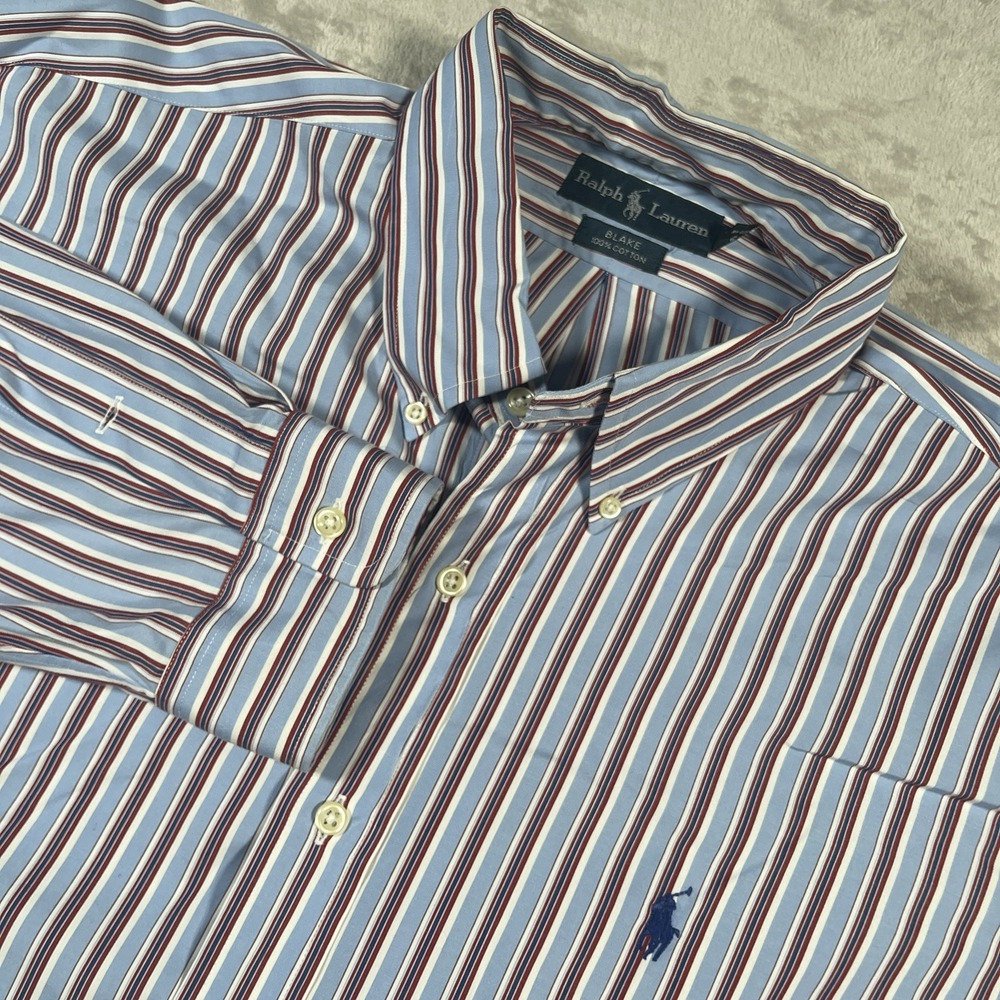 Polo Ralph Lauren Blake Long Sleeve Button Down Shirt Men's XL Red Striped Pony‎